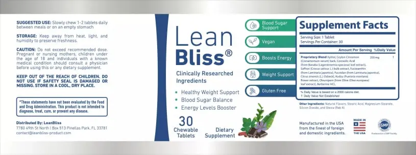 leanbliss supplement facts